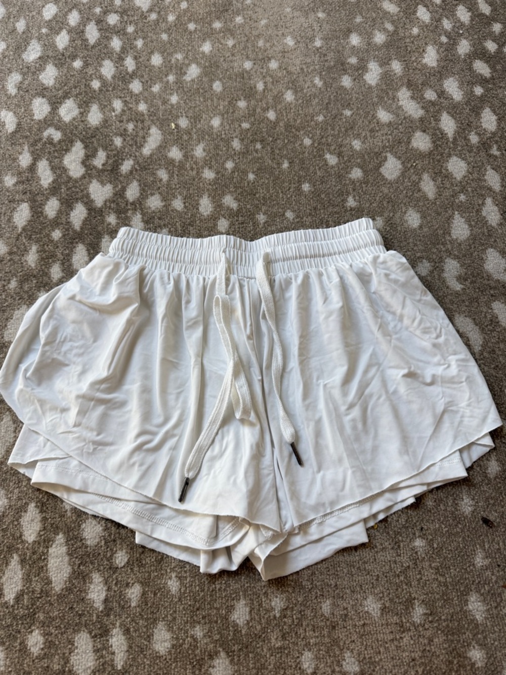 Women's White Layered Drawstring running Shorts